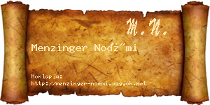 Menzinger Noémi névjegykártya